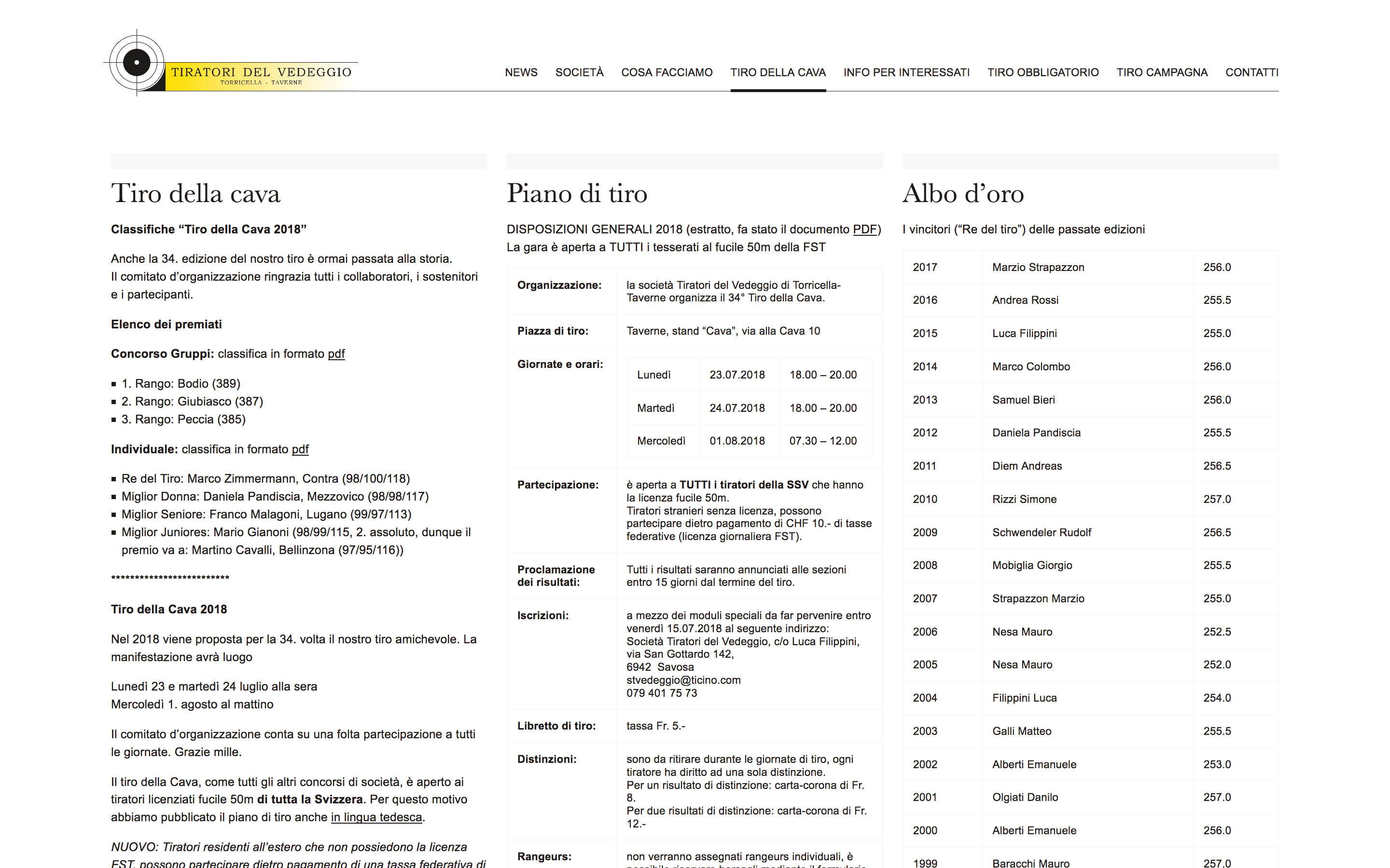 Screenshot of website designed for STVedeggio