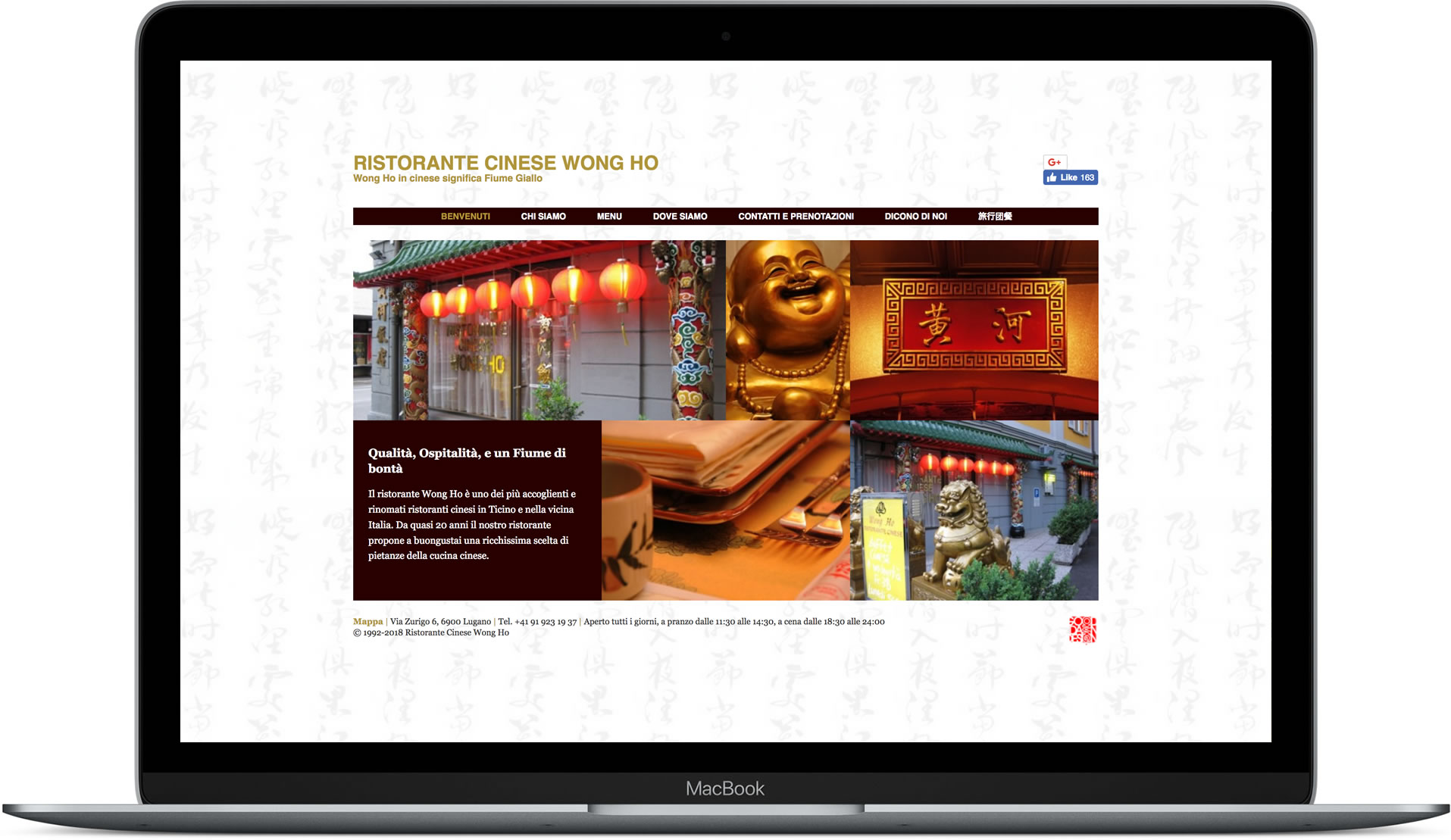Website designed for Wong Ho mocked up in MacBook