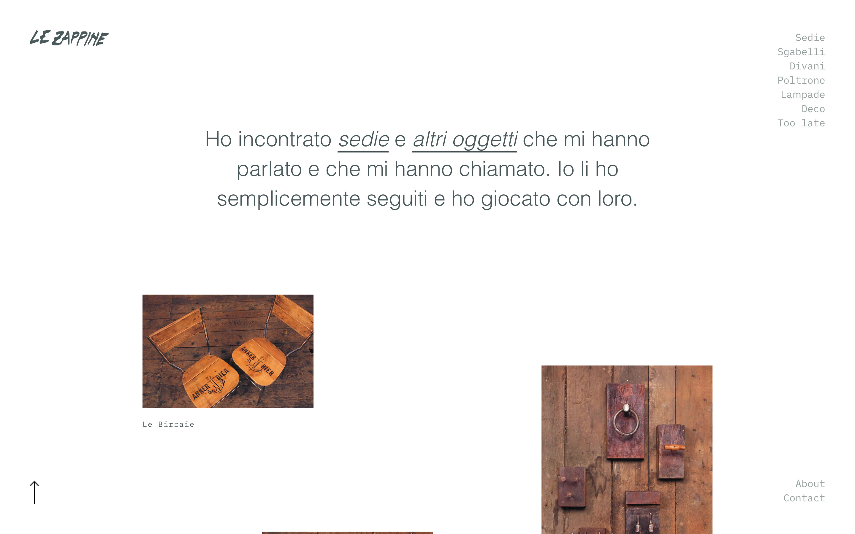 Screenshot of website designed for Le Zappine