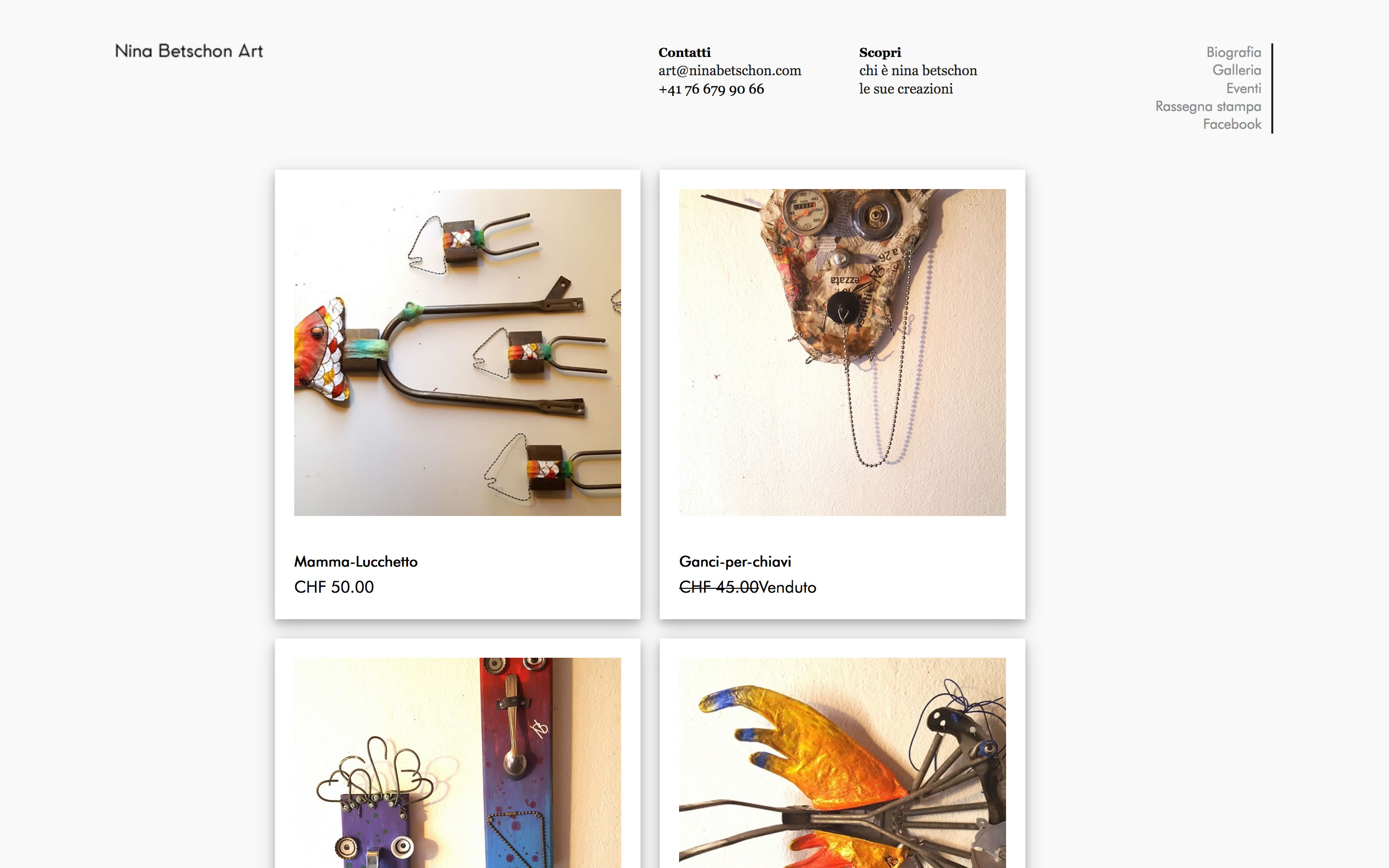 Screenshot of website designed for Nina Betschon